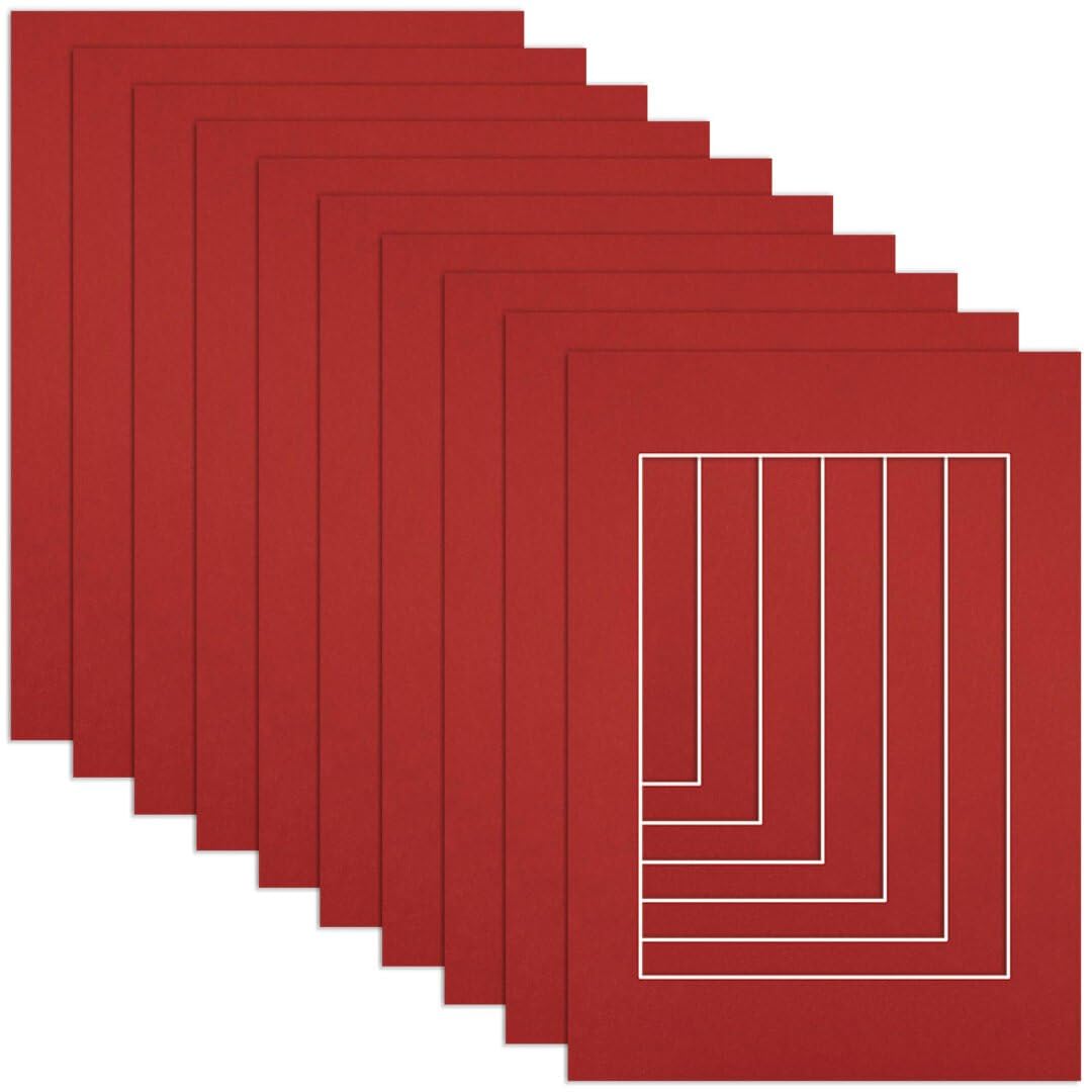 Procut Global A2 Crimson Picture Mounts to Fit A3 Aperture - Precision Cut Cardboard Photo Mount - Ideal for Frames, Prints, Artwork & Certificates - Sizes & Colours Available - 10 Pack