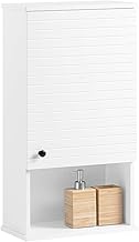SoBuy BZR25-W Hängeschrank mit Einer Tür und einem Fach Wandschrank Küchenschrank Badhängeschrank Medizinschrank Badmöbel Weiß BHT ca. 40x76x21cm