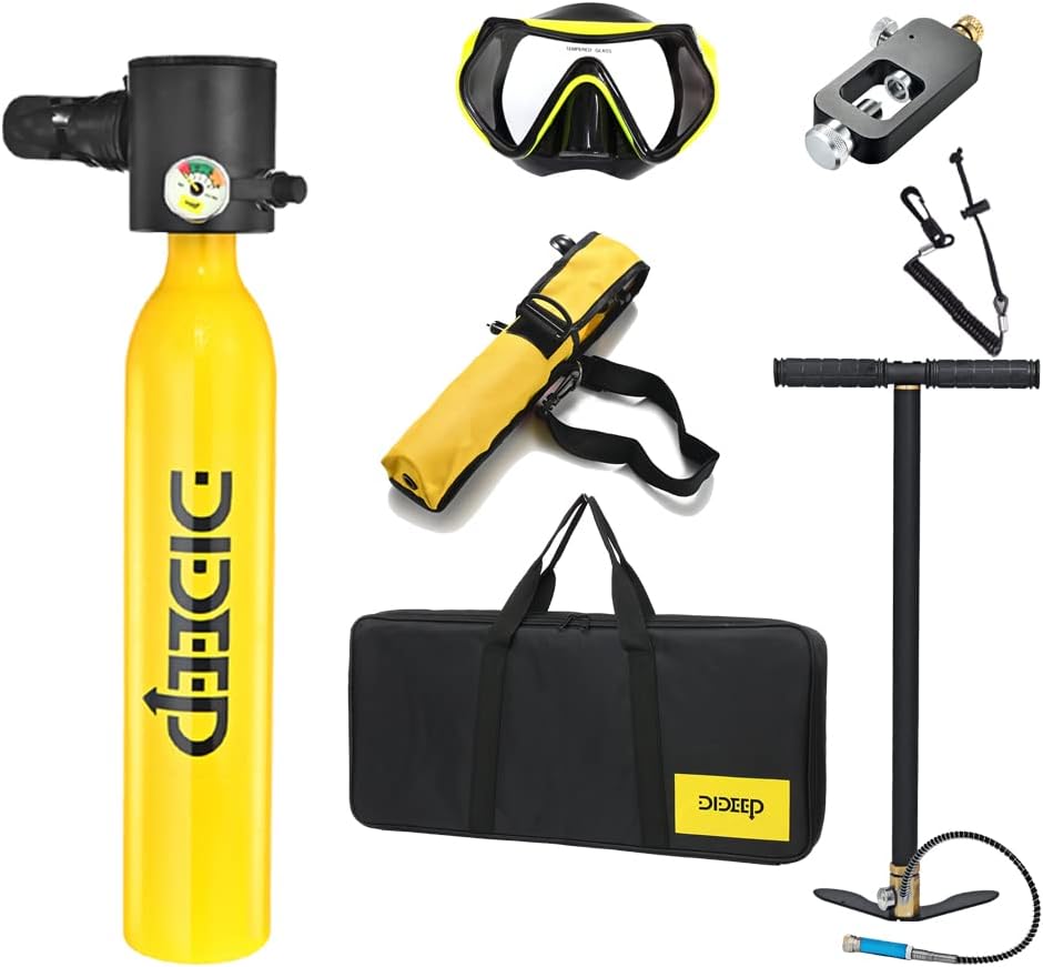 Dive Portable lungswith Dot Certified Reusable Diving Tank Kit 0.5L Capacity Mini Scuba Diving Tanks That Support 5-10 Minutes of Underwater Breathing Dive Portable Lungs for Diving