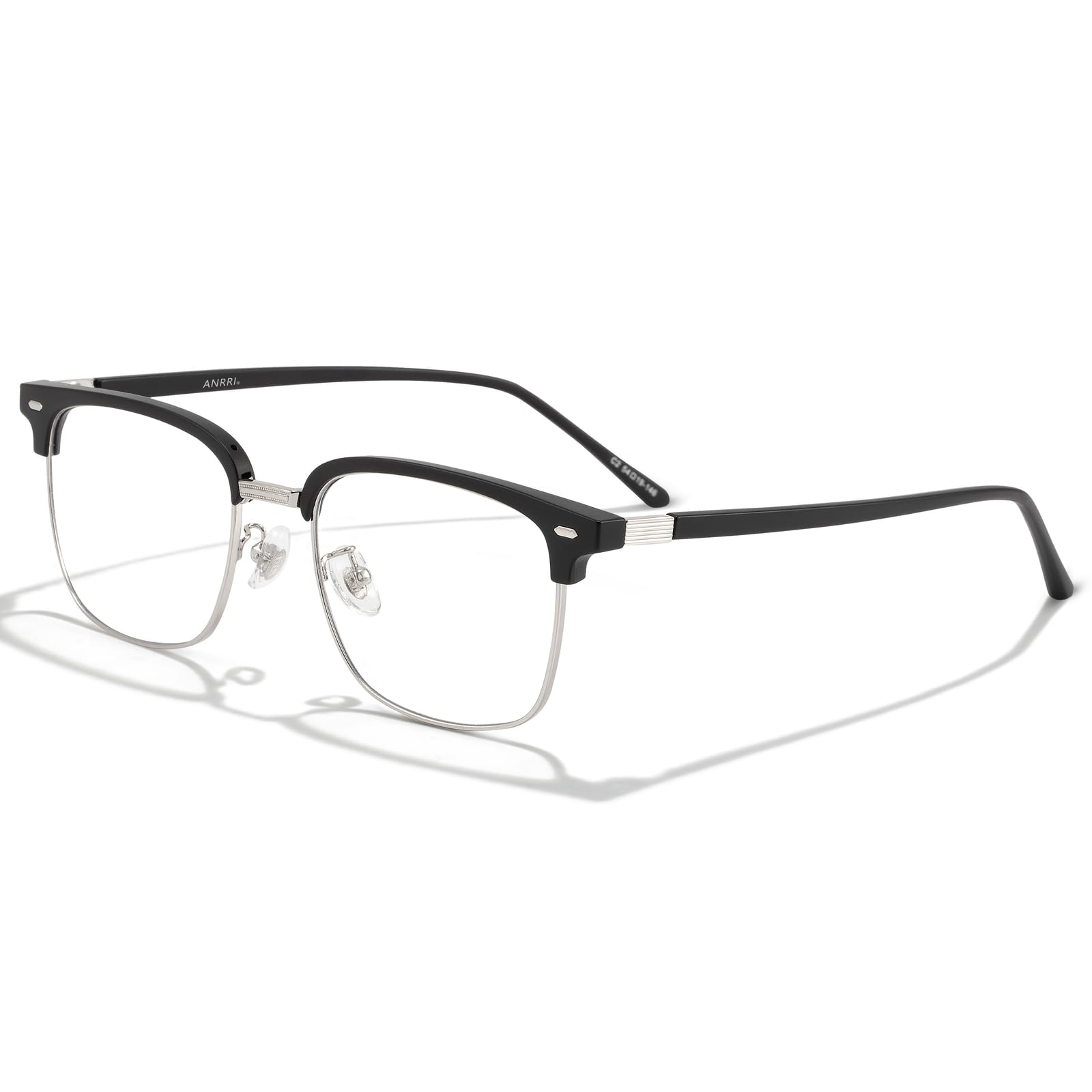 ANRRI Blue Light Blocking Glasses for Men Metal Browline Frame