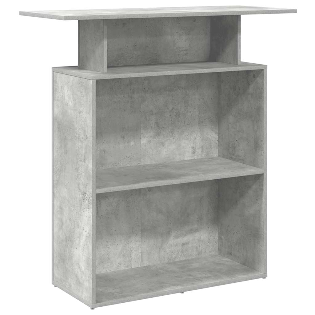 Banco reception, grigio cemento, 100 x 40 x 104 cm, materiale in legno, robusta scrivania per ufficio, hotel, salone, scrivania per computer versatile