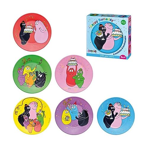 Petit Jour Paris - BA965F - Coffret 6 assiettes d'anniversaire portrait Barbapapa
