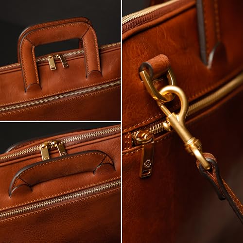 Time Resistance Slim Leather Briefcase - Italian Handmade Leather Computer Bag - Briefcase for Men and Women - Laptop Bag4
