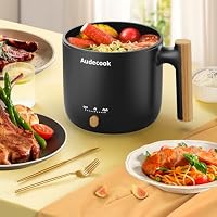 Audecook - Elektrischer Dampfgarer, tragbarer Mini-Kocher, 1,8 l, elektrischer Kochtopf mit Antihaftbeschichtung, multifunktional zum Braten/Eintopf/Dampfen, perfekt für Fensterpaste, – Ansicht 6