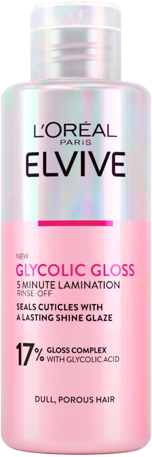 L'Oréal Paris Elvive 5 min Laminating Treatment for Dull and Porous Hair Silky Hair with Glycolic Acid Sulphate Free Glycolic Gloss 200ml