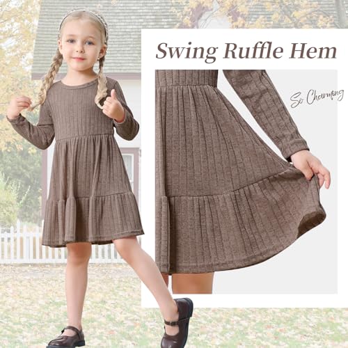 Image of Toddler Baby Girl Long Sleeve Dress Girls Knit Sweater Dresses Tiered Kids Swing Holiday Clothes Fall Winter