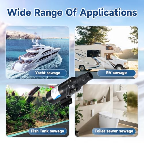 Image of Upgrade Materials, Macerator Pump for 18590-2092, 12V 12GPM, Self Priming Macerator Waste Pump, Run-Dry Protection, Sturdy Build, High Performance, for RV,Marine,Household Wastewater