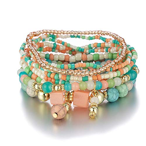 Caiyao 6 Sets Bohemian Stackable Bead Bracelets Multilayered Stretch Bracelet Set Multicolor Jewelry Sets Boho Pendant Charm Bangles Bracelet Handmade Tassel Strand Bracelet For Women Girls thumb #3