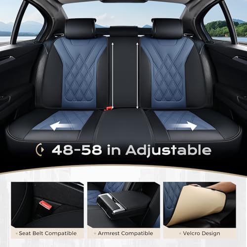 Image of Coverado Car Seat Covers Full Set, Seat Covers for Cars, Front Seat Covers and Back Seat Cover Waterproof Leather Automotive Seat Cover, Universal Car Interior Protectors Cushion for Most Cars