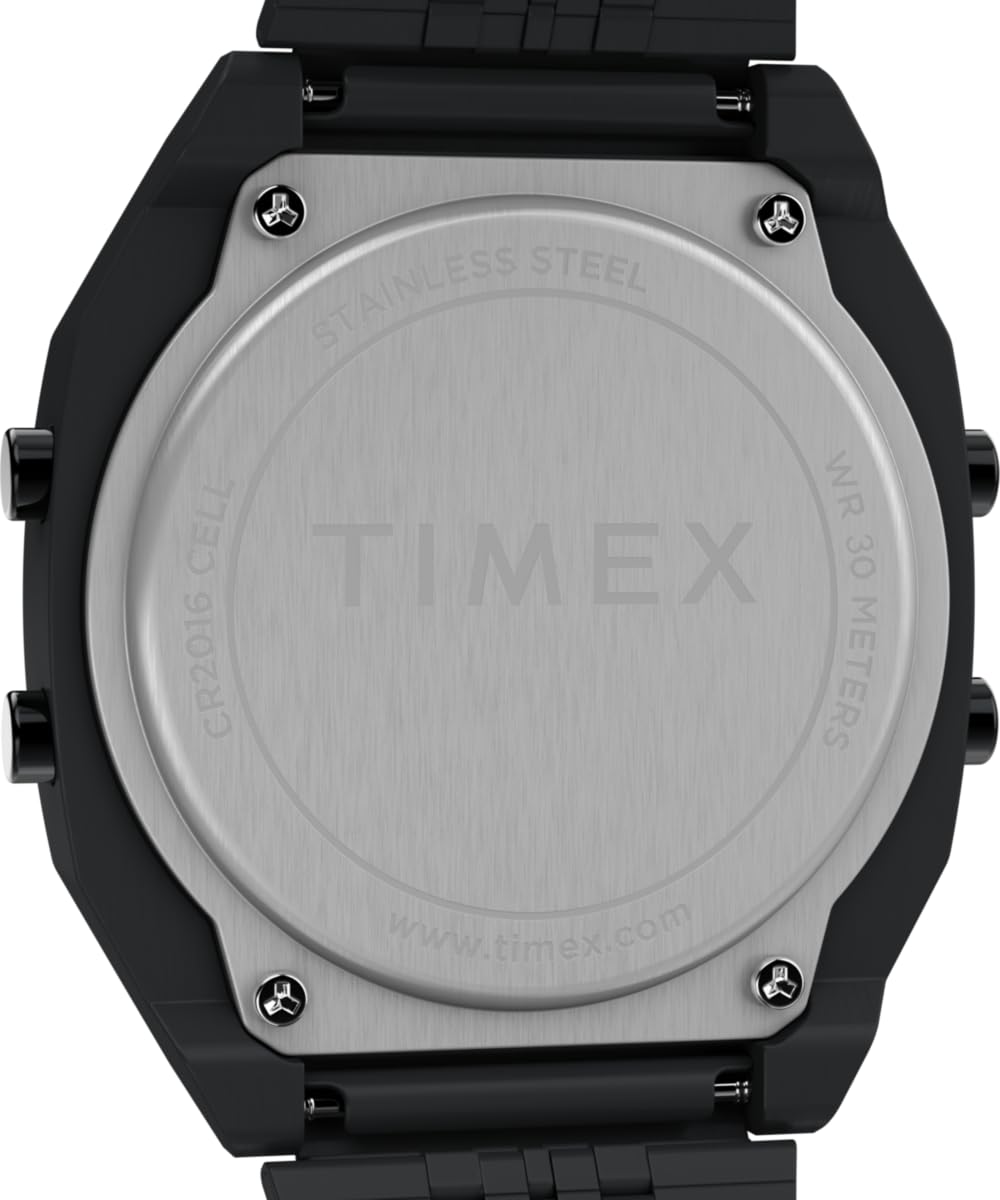 Timex TW2W91600 Timex 80, Orologio da uomo da 36 mm, con cinturino in acciaio inox nero, quadrante digitale e cassa in acciaio inox