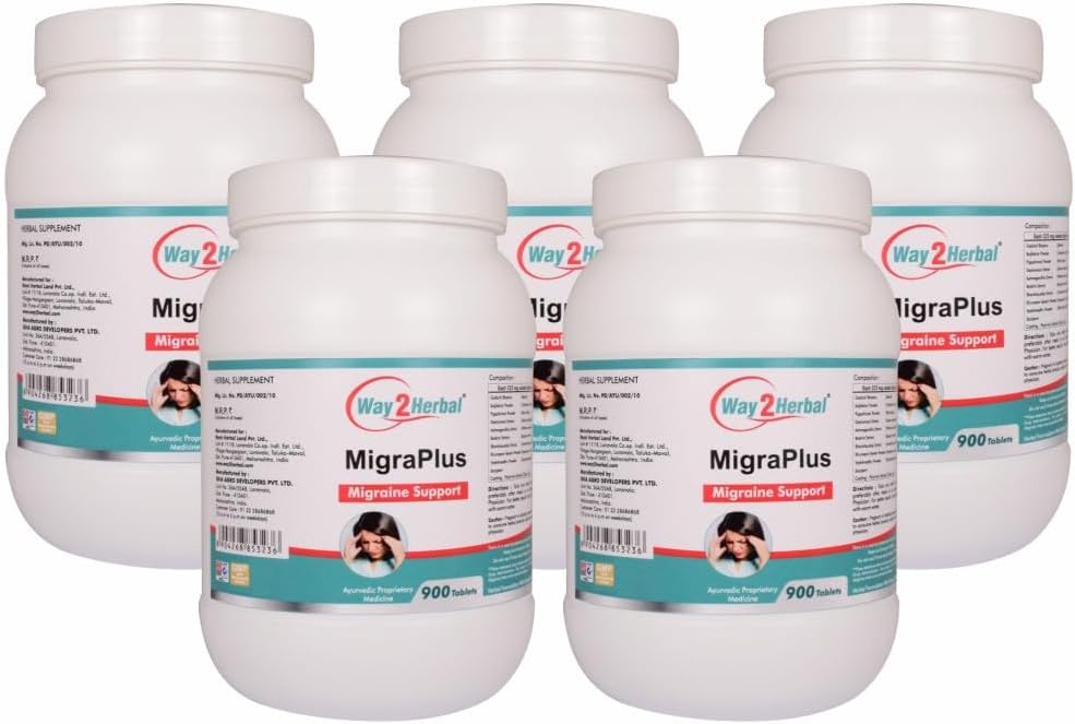 Way2herbal MIGRAPLUS - 900 Tablets Pack of 5