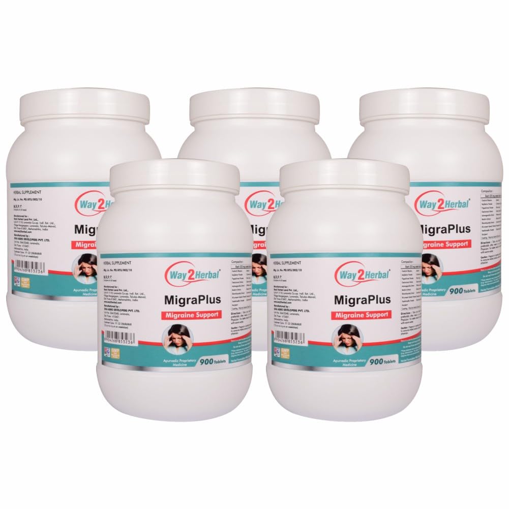 Way2herbal MIGRAPLUS - 900 Tablets Pack of 5