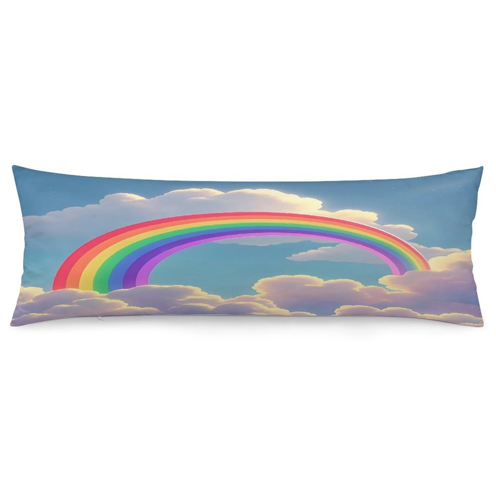 Rainbow Pillowcase Decorative Body Pillow Cover Soft Full Long Pillow Case Breathable Large Body Pillowcase Cute Cozy Pillow Sham for Bed Couch Sofa 18.9 X 53 Inch