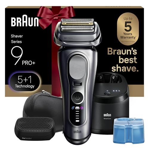Braun Series 9 PRO+ Electric Shaver, Wet & Dry Razor, Pro SensoAdapt, 6in1 SmartCare Center, 9697CC, Silver, Holiday Gifts for Men
