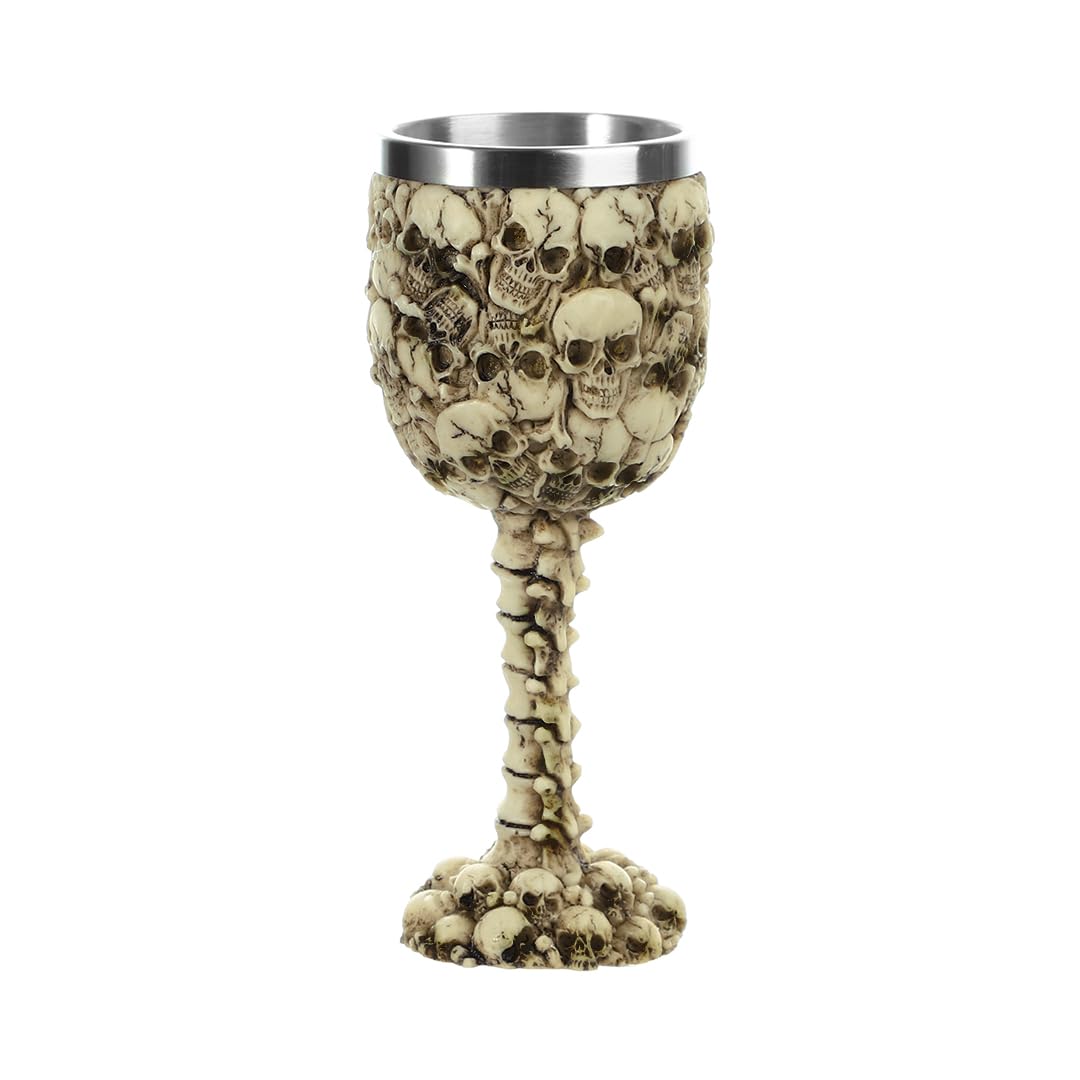 Stainless Steel Skull Wine Goblet Resin Skeletal Beer Cup Gothic Viking Warrior Skull Mug Medieval Drinkware Wineglasses Sacrifice Wine Chalice Cup Whiskey Cocktail Drinking Mug Halloween Bar Decor