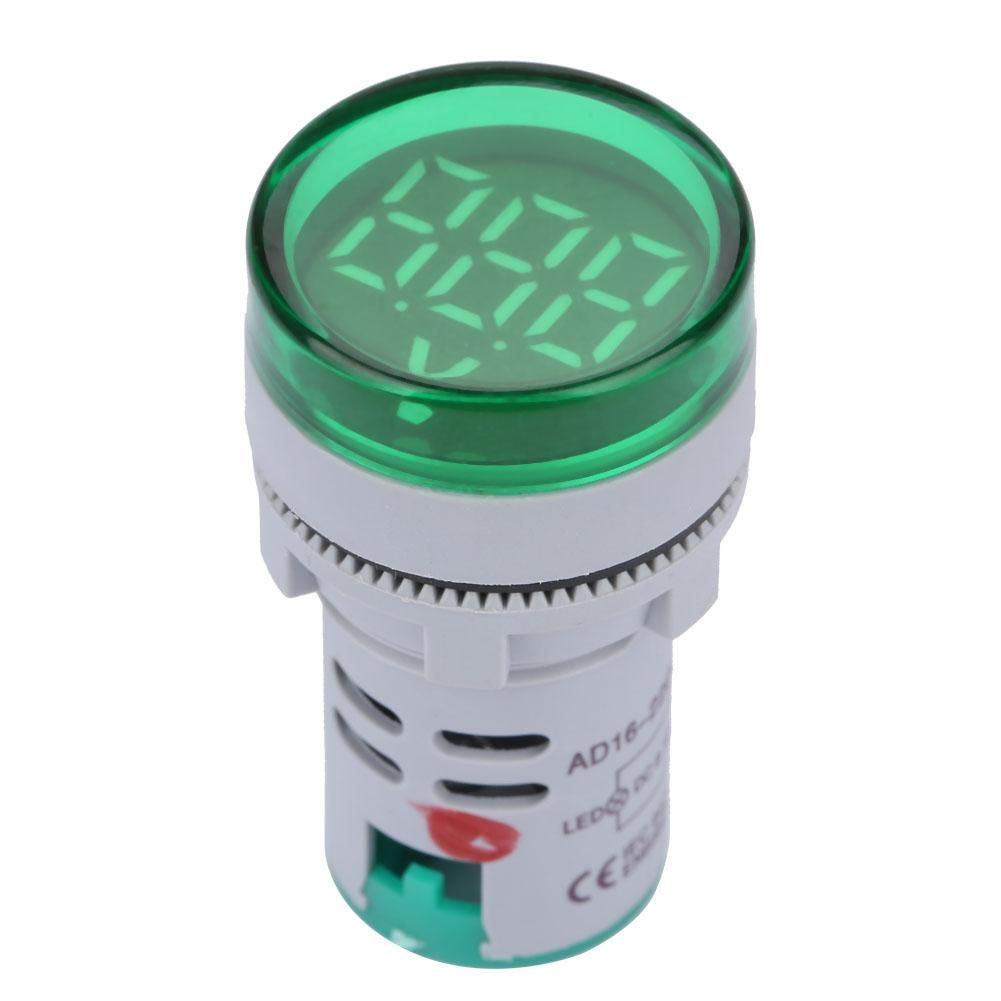 Volt¨ªmetro de se?al LED digital luminoso LED indicador de voltaje digital metro de voltaje, comprobador de l¨¢mpara redondo (Green)