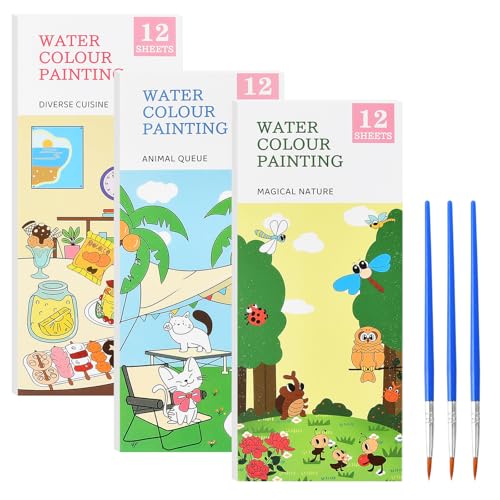 Album da Colorare per Bambini, 36 Pagine di Acquerelli per Bambini, Libro da Colorare con Pennello per Serbatoio dell'acqua, Libro di Pittura ad Acquerello per Compleanno Viaggio per Ragazzi e Ragazze