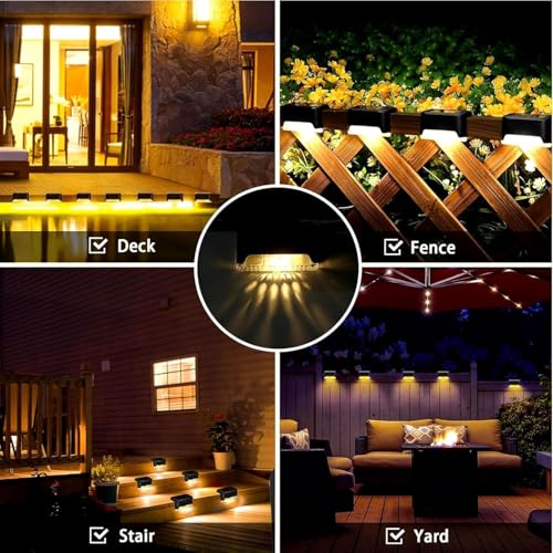 Image of Solar Light for Outdoor Garden, Waterproof LED Light for Stair, Deck, Pool, Patio, Fence, Gate, Yard, Floor, Step, Railing, Window and Balcony Pathway Decoration