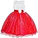 Sunny Fashion JZ53 Girls Dress Glitter Sequin Wedding Bridesmaid Pageant Size 6 Red