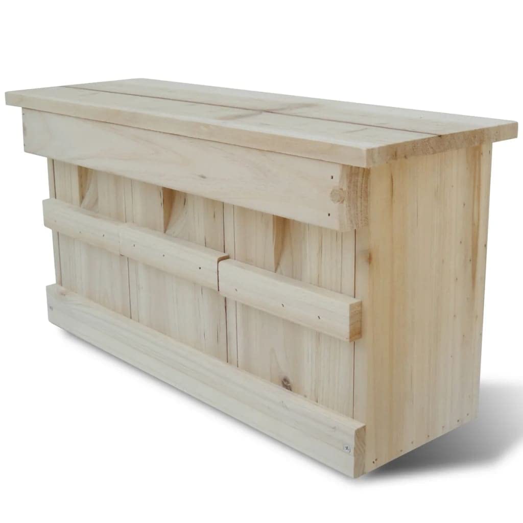 Caja nido para gorriones de madera estable, 44 x 15,5 x 21,5 cm, con tres compartimentos, colgador de metal para jardín, balcón, terraza, ideal para anidar, criar y alimentar aves