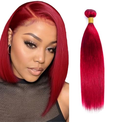 Red Bundles Human Hair Red Straight 1 Bundle Unprocessed Brazilian Virgin Hair Extensions 12 Inch Burgundy Bundles Human Hair Weave