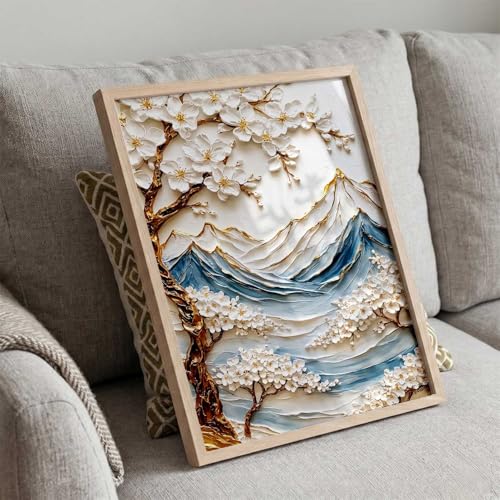 Image of kotart Mountain View Wall Art Home Decoration | Aesthetic Floral Paintings With Frame For Living Room Bed Room Hotel Wall Decor Digital Reprint (13x17 inch)