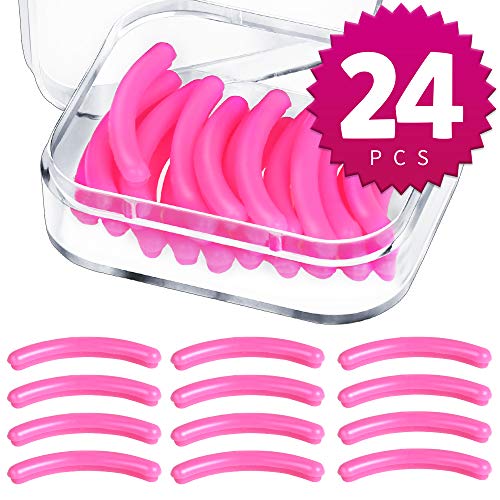 Teenitor 24 PCS Eyelash Curler Refills Soft Silicone Pads For Eyelash Curler Replacement Pads Universal Eyelash Curler Refill Pads Pink