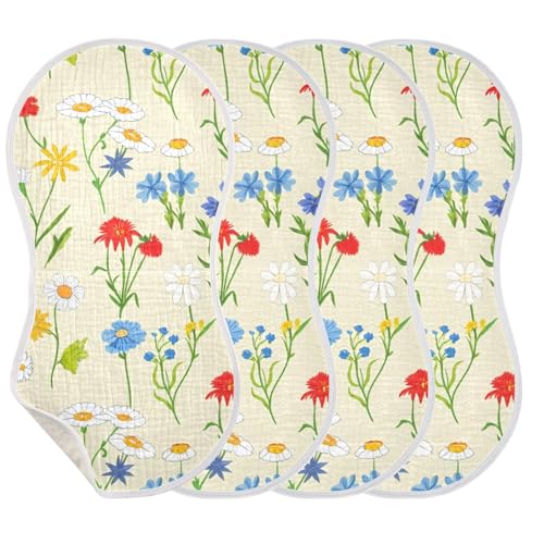 Flowers Floral Beige Burp Cloths for Babies Burp Rag Cotton Spit Up Rag for Infant Newborn Baby3