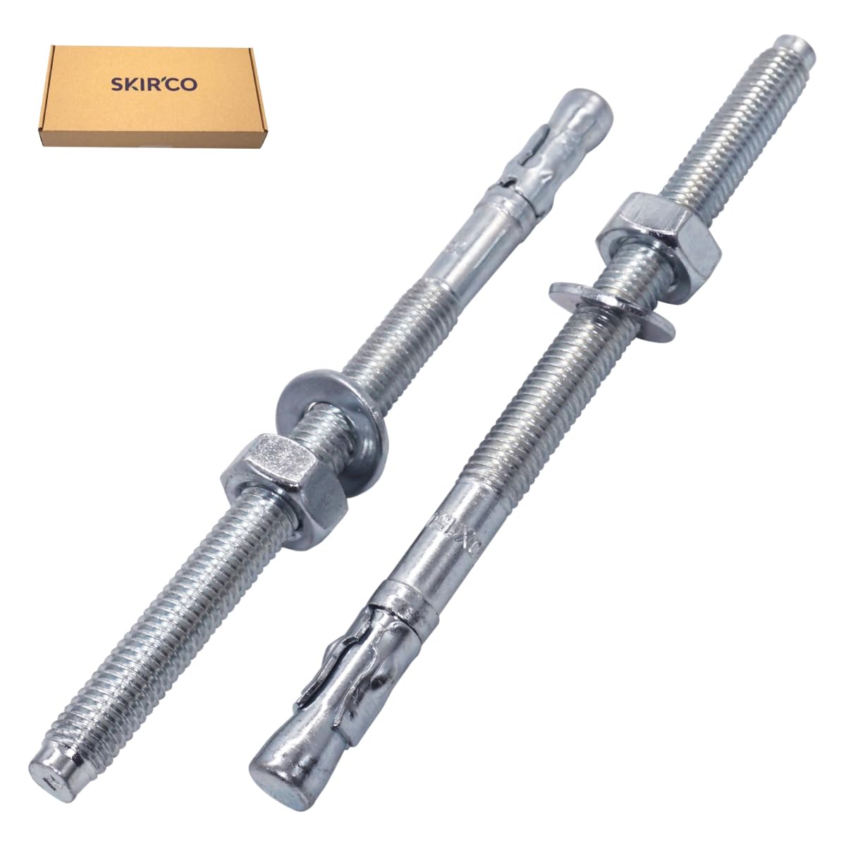 SKIR'CO Lot de 10 chevilles M12 x 140 mm, chevilles en métal, boulons d'ancrage pour maçonnerie, ancrage à expansion en béton