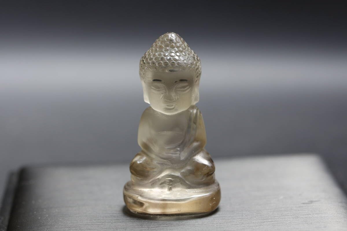 天然石 シトリン 水晶 虚空蔵菩薩精 彫刻 置物