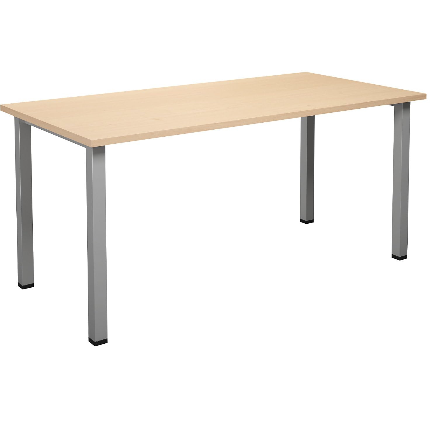 kaiserkraft | Mehrzwecktisch Duo-U | gerade Platte | Tiefe 800 mm | Breite 1600 mm | Birke | Silber