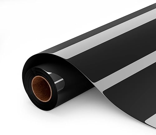Rollo de vinilo HTV de transferencia de calor, vinilo HTV negro de 12 pulgadas x 6 pies para camisas, vinilo para planchar para todas las máquinas