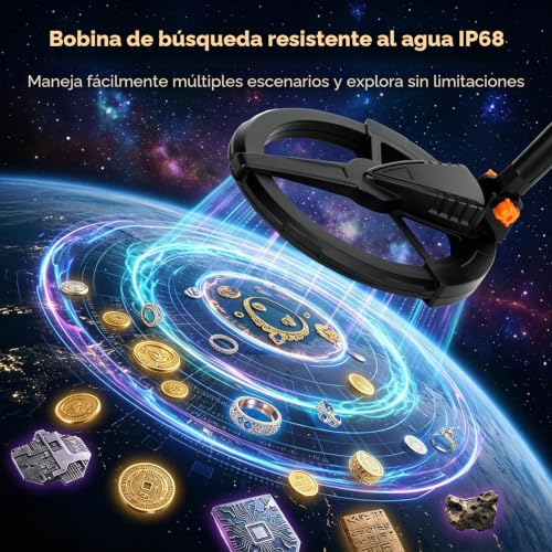Miniatura 2 de Detector De Metales Niños, Ip68 Detectores De Metales Livianos Con Pantalla Lcd E Indicación De Sonido, Equipado Con Bobina De Búsqueda Impermeable Para Niños Trae Una Mochila Y Una Pala