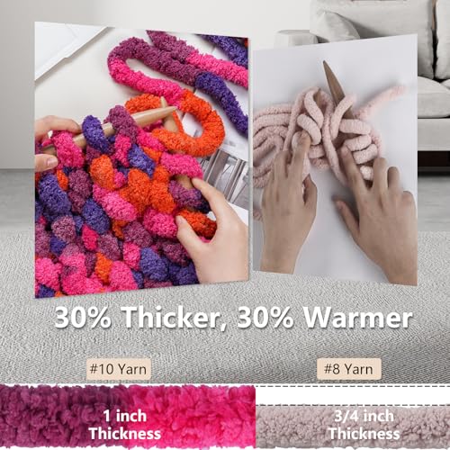 Image of Cozyful Chunky Yarn for Hand Knitting - #10 Chunky Chenille Blanket Yarn, Jumbo Big Thick Chunky Yarns for Crocheting, Tie Dye Bulky Knit Yarns, 8 Skein (20 yds 8 oz Each Skein), Orange&Rose&Purple