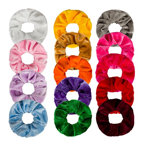 Jaciya 14 Pack Elastics Scrunchies Velvet Scrunchy Bobbles Soft Elegant Elastic Hair Bands Hair Ties, 14 Colors (14 Pack Velvet Classic Scrunchies)