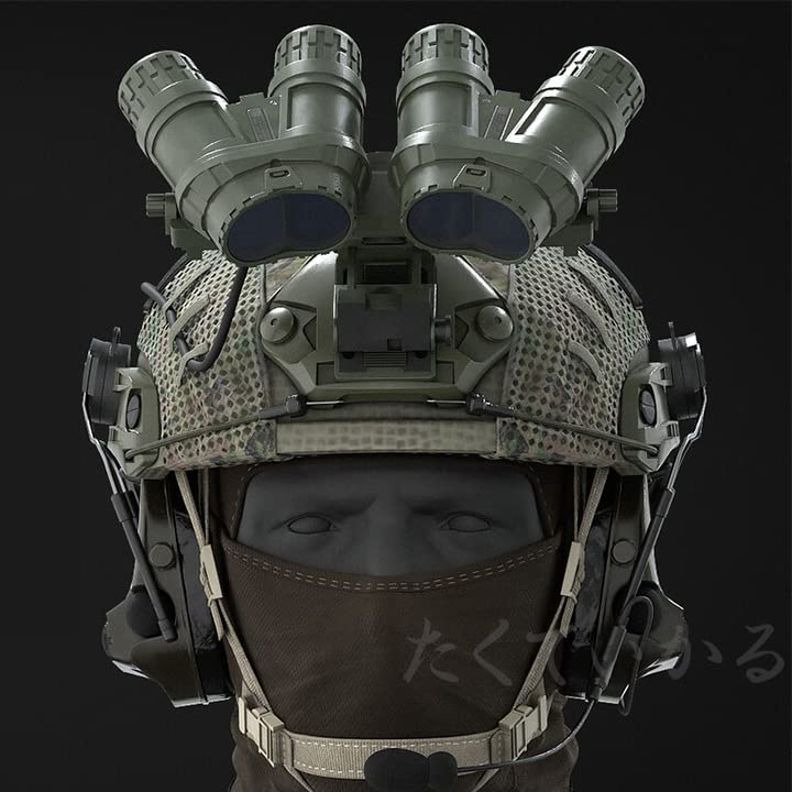 サバゲー用品ヘルメット　ステッカー・ベッドホン・ナイトビジョンダミー付き Amazon.co.jp: AIRSOFTラボ GPNVG 18 4眼 ナイトビジョン ダミー