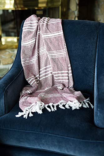 Salbakos Incredibly Soft, Turkish Peshtemal Fouta Towel, Eco-Friendly And Oeko-Tex Certified 100% Cotton, Herringbone For Spa Bath Pool Sauna Picnic Throw Blanket (40”X70”, Burgundy) #TOP4