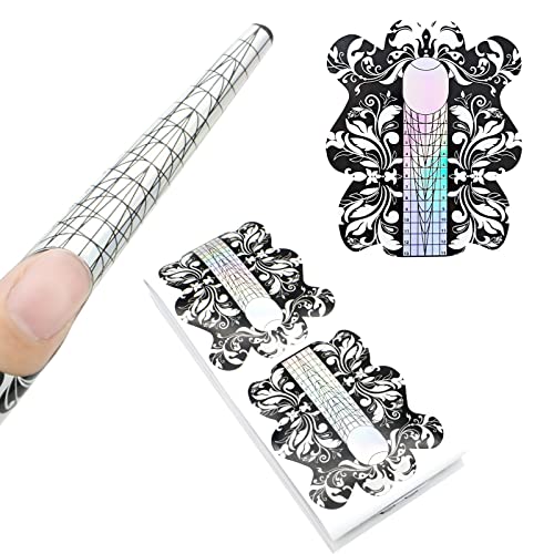 Cartine Stiletto Lunghe per Ricostruzione Unghie Professionali 100 Pezzi, LEA-SHALL Nail Art Per Unghie Gel Semipermanente Cartine Passione Unghie Nail Form Dotate Di Millimetraggio Manicure
