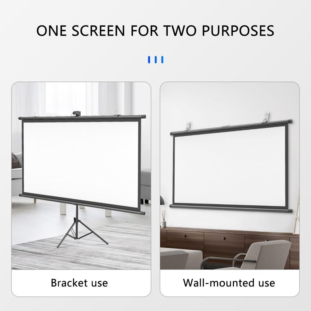 60" 72" 84" Schermo per Film All'aperto per Interni con Treppiede, Schermo di Proiezione 4K HD Montato a Parete 4:3 16:9 per Home Theater Backyard(72" (4:3))
