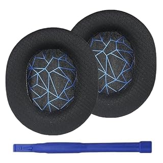 Adhiper Arctis 7 Coussinets d'oreille en Mousse pour Casque de Jeu SteelSeries Arctis Pro/Arctis 9X/Arctis 7/Arctis 5/Arctis 3/Arctis 1, Maille Respirante (Rayures Bleues)