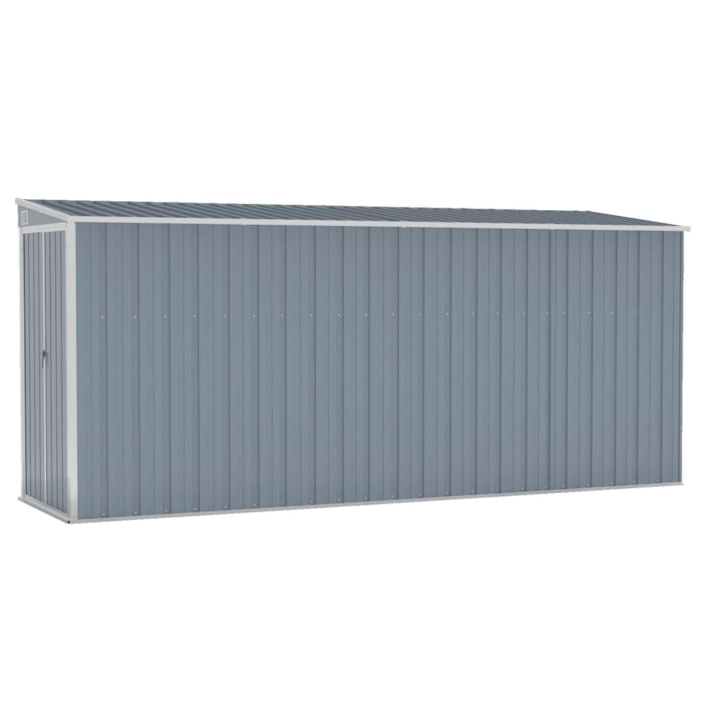 vidaXL Cobertizo de Jardín Mural Gris 118x382x178 cm Acero galvanizado