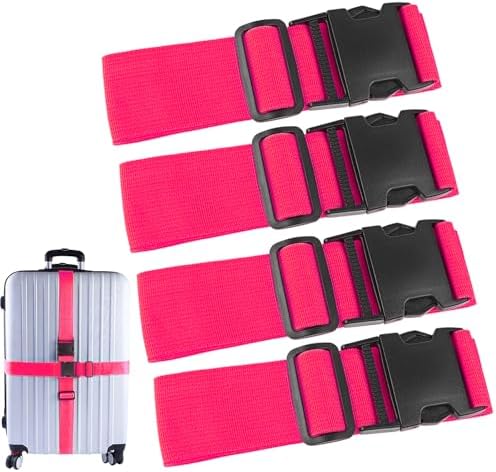 4Pcs Luggage Straps for Suitcase Travel Accessories TSA Approved, 80In Long Belts to Keep Your Suitcase Secure, Adjustable Bag Straps with Quick-Release Buckle for Travel Bag Closure, Rose