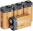 Amazon Basics 4 Pack 9 Volt Performance All-Purpose Alkaline Batteries, 5-Year Shelf Life
