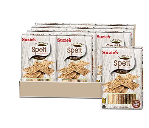 Suzie's, Spelt Flatbreads, Low Fat Bread Cracker, Multiseed Flavor - 4.5Oz, Pack Of 12 #TOP12