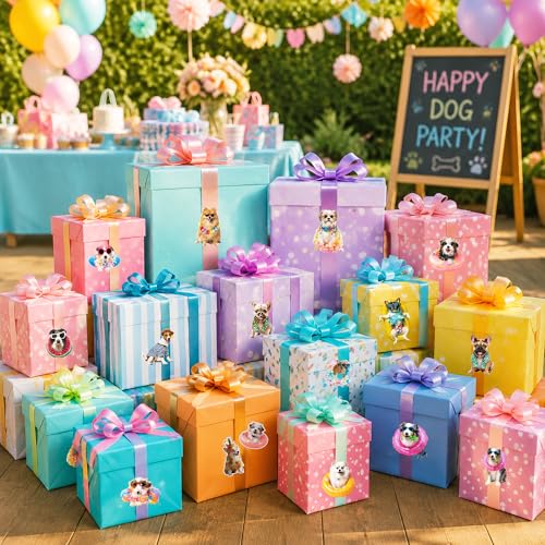 Image of Summer Realistic Dog Sticker - 2 Rolls Waterproof Vinyl Self Adhesive Puppy Animal Decals for Laptop Water Bottle Scrapbook Suitcase Gift Wrap Classroom Reward School Office DIY Craft Project