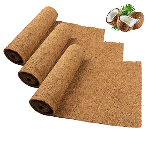Fengaim Lot de 3 rouleaux de doublure en fibre de coco à suspendre pour pot de fleurs ou terrasses (1 m x 0,3 m) Cover