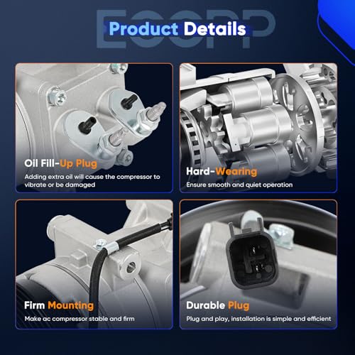 Image of ECCPP AC Compressor with Clutch 2010-2013 for Ford Fiesta 1.6L AC Compressor