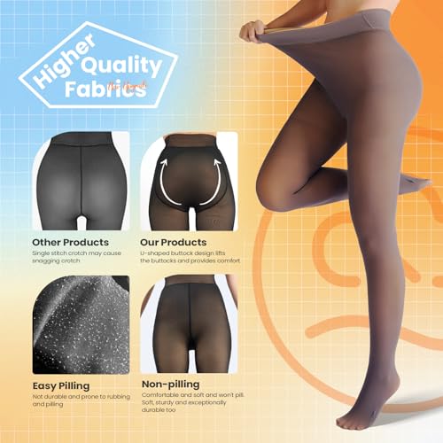 Image of Women Fleece Lined Tights-Fake Translucent Leggings High Waist Pantyhose