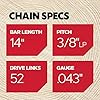 Oregon Chainsaw Chain 3/8" LP Pitch, .043" (1.1 mm) Gauge for 14 Inch Bar, 52 Drive Links – Low-kickback Replacement Saw Chain, Fits Husqvarna, Echo, Ryobi and more #1
