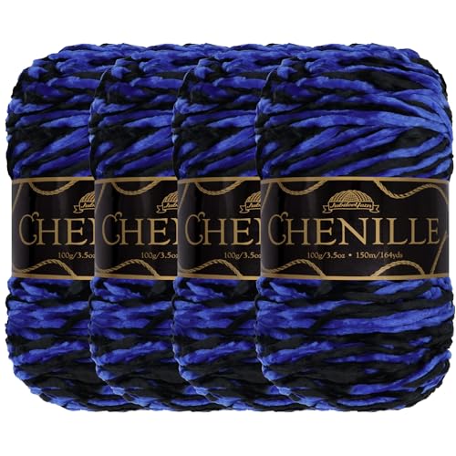 JubileeYarn Chenille Yarn - Worsted Weight - 100g/Skein - Atlantis - 4 Skeins, 201 Atlantis